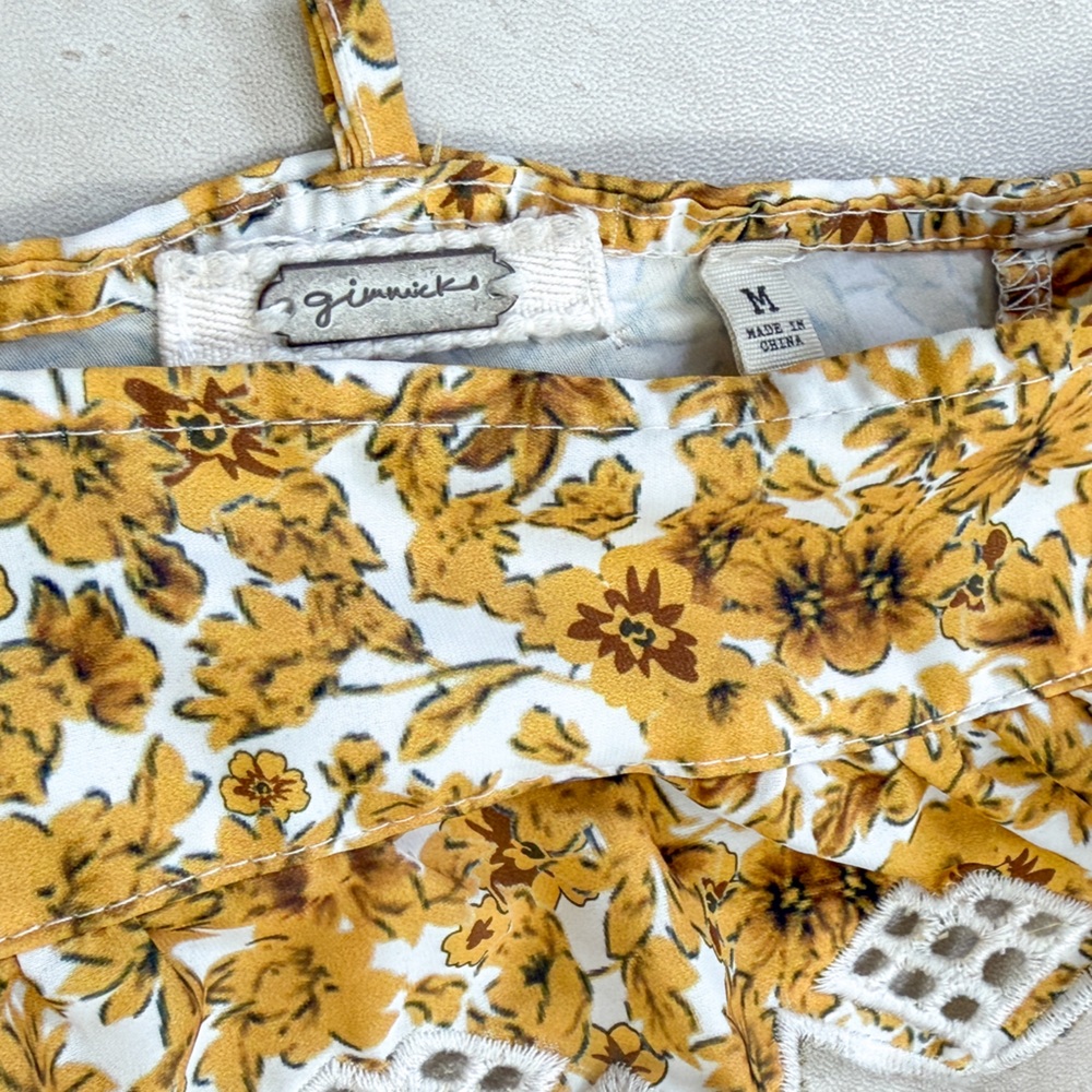 Gimmicks Floral Tie Back Top Women’s Medium Boho Western Cottagecore Lace Trim - Picture 5 of 7